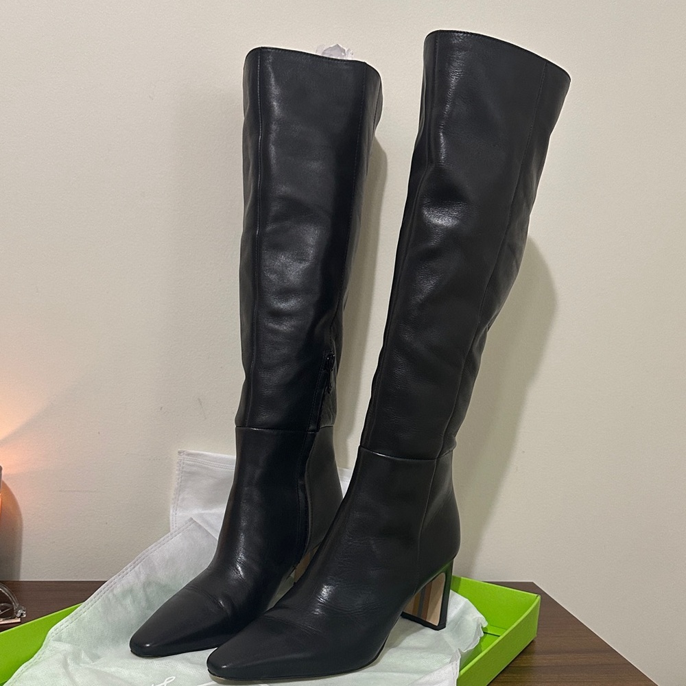 Sam Edelman Black Leather Knee-High Boots